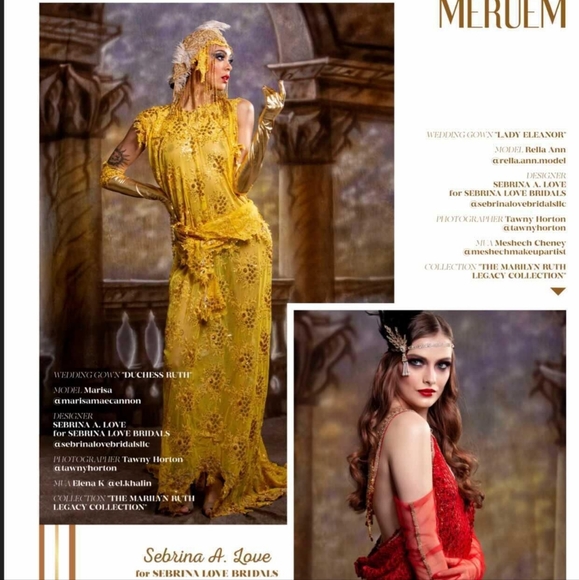 SAMPLE GOWN ONLY- LADY ELEANOR Custom Order Red Gatsby Wedding Gown - Picture 13 of 15